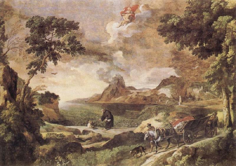 Gaspard Dughet Landscape with St Augustine and the Mystery of the Trinity oil painting image